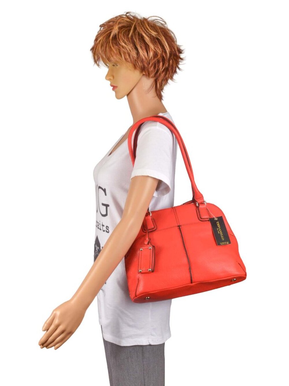 Pretty Reddish Pebbled Leather Tignanello NWT! - Picture 9 of 9